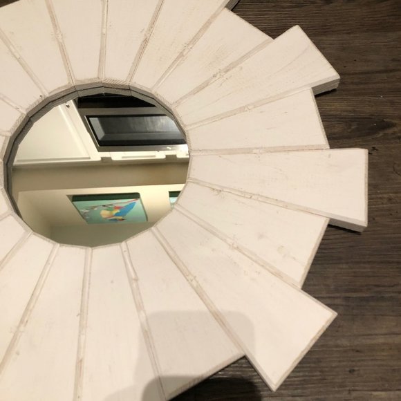 Rustic Wooden Sunburst Mirror - Picture 3 of 4